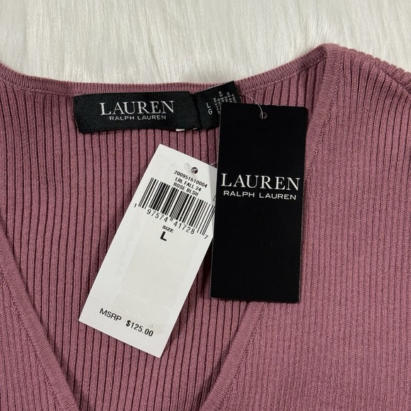 Lauren Ralph Lauren Women's Size Large Cotton Blend Blouson Sleeve Sweater Top - Picture 6 of 9